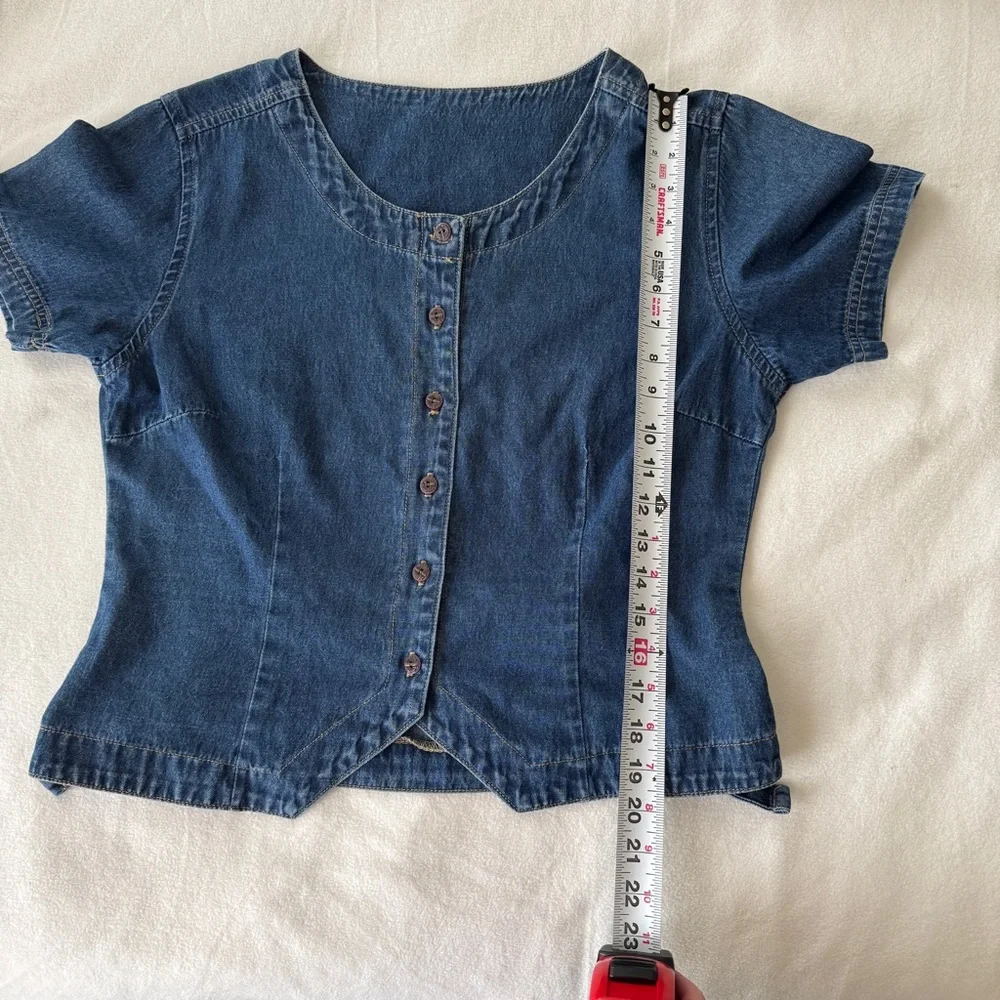 Vintage Erika & Co. Petites Denim Blouse – Size LP - Picture 4 of 4